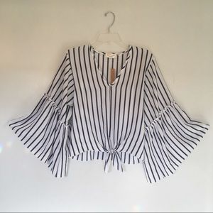 BOHO Lavender Field Tie Front Blouse S NWT